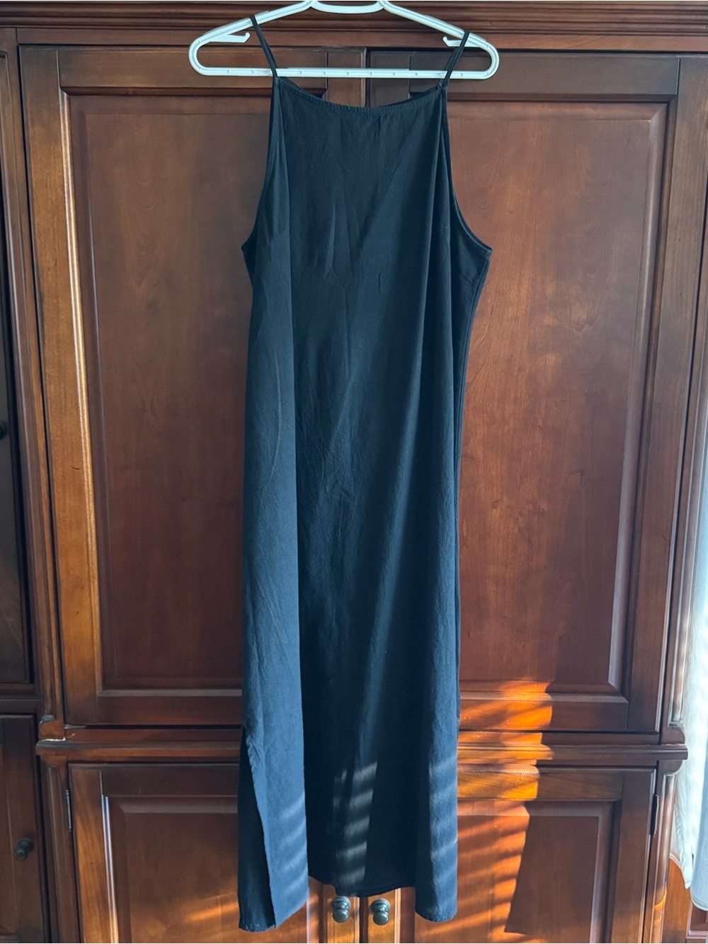 Black Linen Maxi Dress - Women
